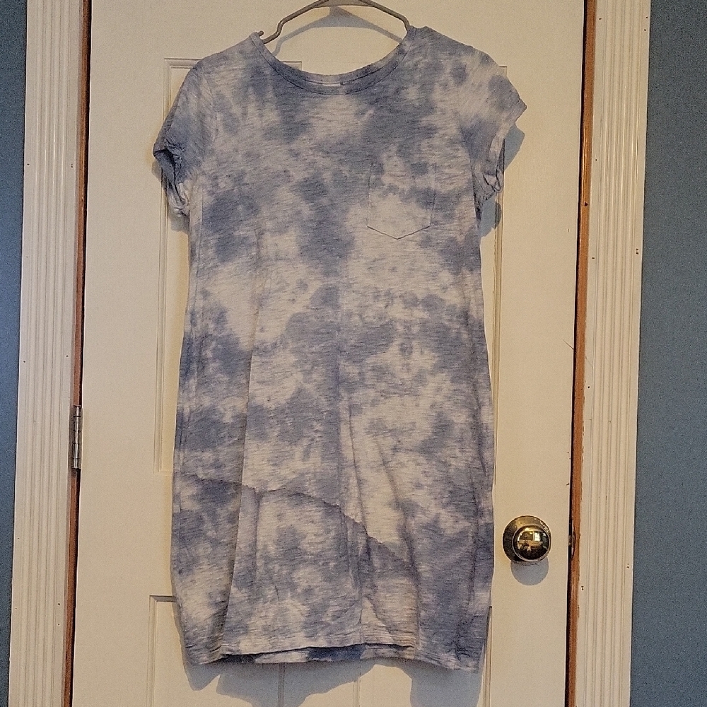 Blue Tie-Dye T-Shirt Dress
